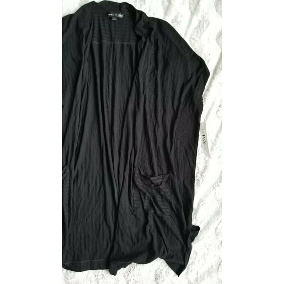 ✨️CL Preston & York Rich Black Open Cardigan Front Pockets NWT Size XL - Picture 2 of 8